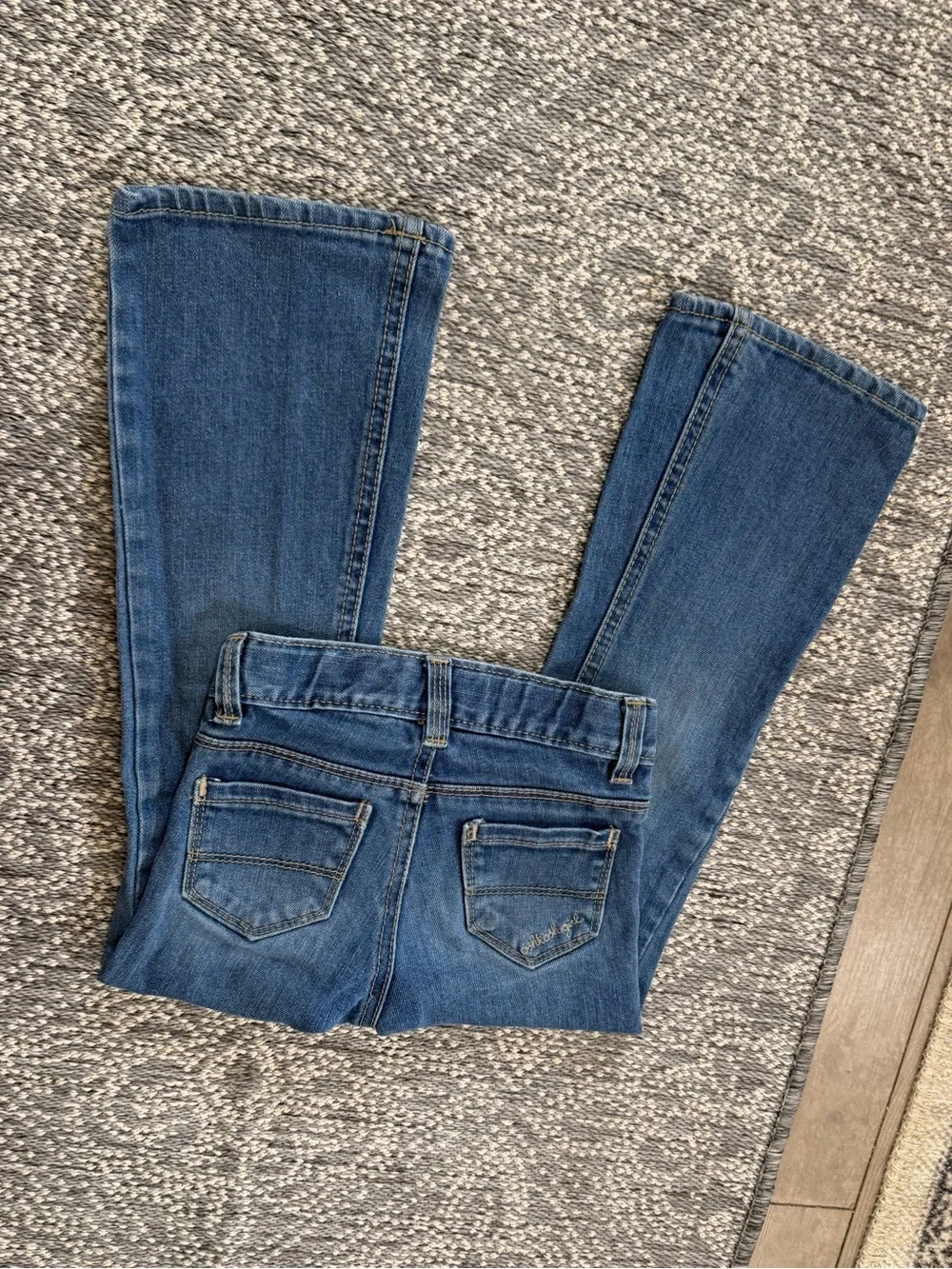 VTG Y2K OshKosh B'gosh Girls Boot Cut Slim Jeans Sz 5 Oshkosh Embroidered Pocket